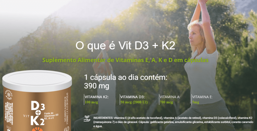 Vitamina D3 + Vitamina K2 Capsulas de 2.000 UI (Kit com 3 unidades) Imagem